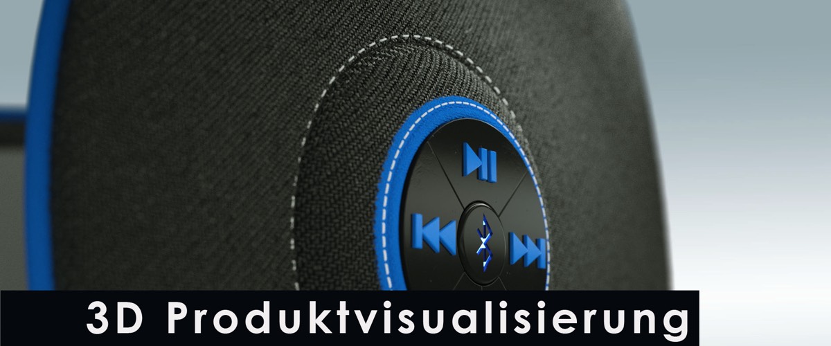 3D Produktrendering eines Bluetooth Kopfhörers
